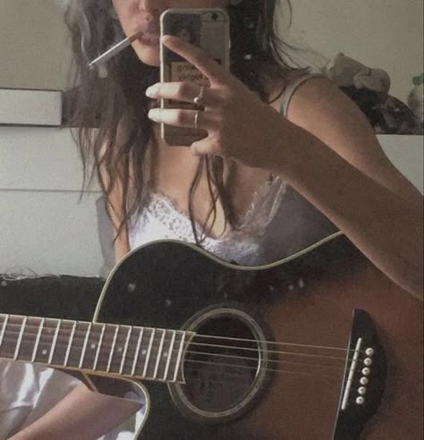 The Mirror, A Woman, Guitar, Mirror, Bed