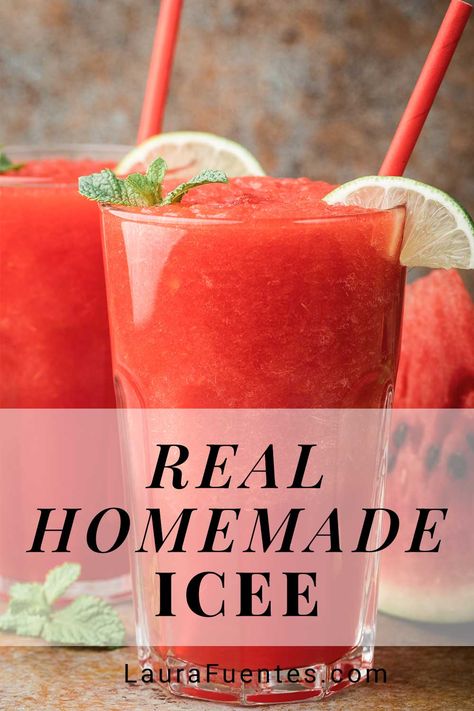 Homemade Icee Recipe, Water Ice Recipe, Italian Ice Recipe, Homemade Slushies, Slushie Recipes, Ice Recipes, 30th Party Ideas, Ice Recipe, Slushy Drinks