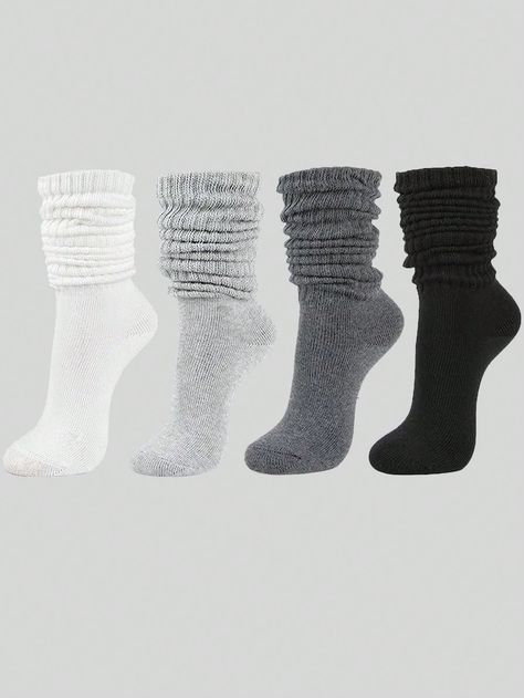 4pairs Women's Fall Winter Slouch Knit Socks Slouchy Socks Women Scrunch Socks Women Scrunchie Socks crew socksI discovered amazing products on SHEIN.com, come check them out! Scrunchie Socks, Slouchy Socks, Scrunch Socks, Short Socks Women, Sports Socks Women, Slouch Socks, Over The Calf Socks, Thigh High Socks, Long Socks