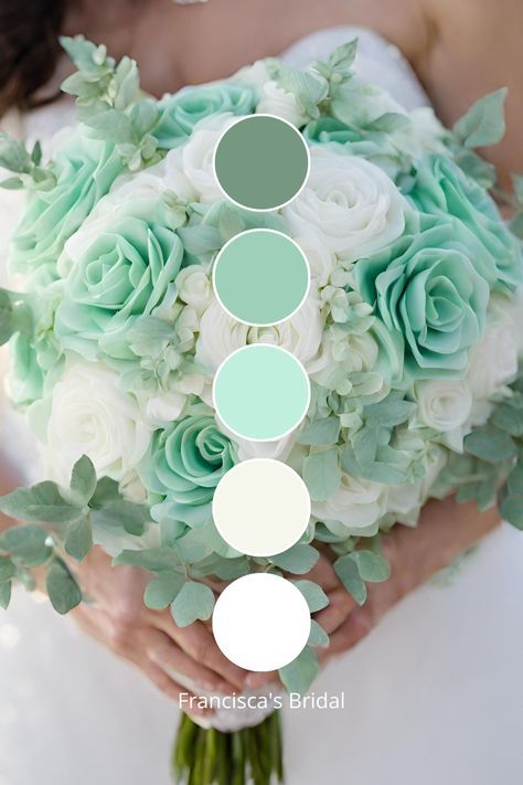 Elegant gold and ivory color schemes for a timeless and sophisticated wedding. Colors That Compliment Turquoise, Mint Theme Wedding, Mint And Silver Wedding, Mint Green And Black Wedding, Mint Green Colour Palette, Mint Green Wedding Theme, Aqua Wedding Colors, Mint Green Theme, Seafoam Green Wedding