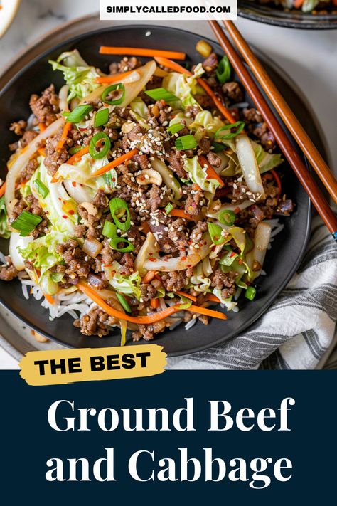 Dive into this healthy, easy ground beef and cabbage recipe. Prepared in a skillet, this quick stir fry combines minced beef and cabbage, ideal for a simple, keto dinner. It's hearty and homemade, perfect for any night. Learn more at simplycalledfood.com about this ground beef and cabbage recipe and more ground beef recipes. Beef And Cabbage Skillet, Stir Fried Cabbage Recipes, Beef And Cabbage Recipe, Cabbage Skillet, Minced Beef Recipes, Ground Beef And Cabbage, Cabbage Stir Fry, Healthy Ground Beef, Healthy Beef Recipes