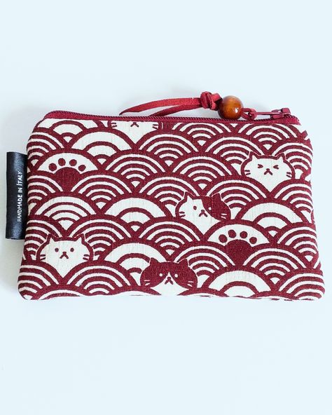 Red Neko Tiny Coin Pouch . . . . . #chamelidesigns #etsy #etsyfinds #pouch #neko #nekostagram #nekolover #cat #catlover #nekopouch #seigaiha #everydayessentials #japanesepattern #fashionaccessories #handmade #handcrafted #handmadegifts #coinpouch #smallwallet #fashionfinds #dailyessentials #minipouch #kawaii #kawaiiaesthetic #kawaiifashion #kawaiistyle #cutecat Seigaiha Pattern, Card Pouch, Mini Pouches, Japanese Patterns, Kawaii Aesthetic, Zippered Pouch, Japanese Fabric, Coin Purses, Coin Pouch