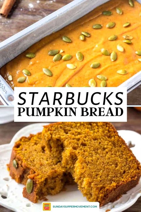 Starbucks Pumpkin Bread Recipe, Pumpkin Bread Starbucks Copycat, Loaf Breads, Starbucks Pumpkin Bread, Big Pumpkin, Food Game, Moist Pumpkin Bread, Pumpkin Loaf, Baking Desserts