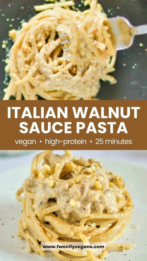 Walnut Pasta Sauce, Walnut Pasta, Vegan Family Dinner, Walnut Sauce, Easy Pasta Sauce, Pasta Easy, Quick Easy Vegan, Walnut Recipes, Sauce Pasta