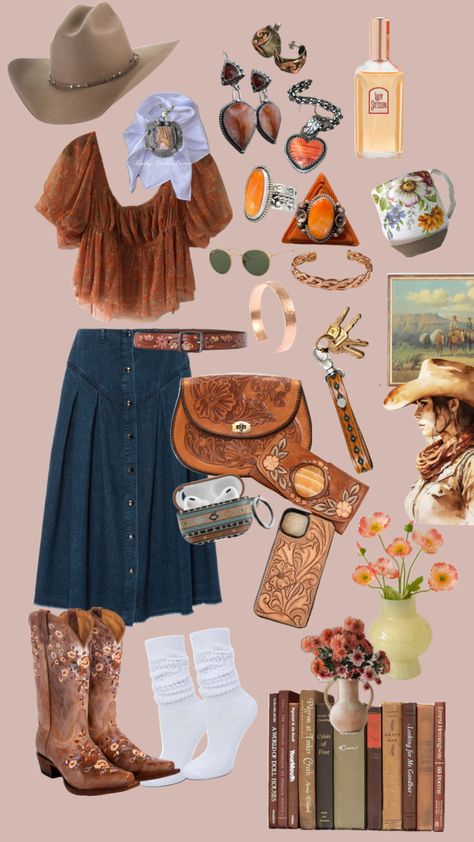 #orange #countrygirl #cowboylafy #cowboy #cowgirl #westernaesthetic Cowboy Horse, Fairy Clothes, Western Aesthetic, Cowboy Cowgirl, Country Girls, Cowboy, Orange, Outfit Inspo