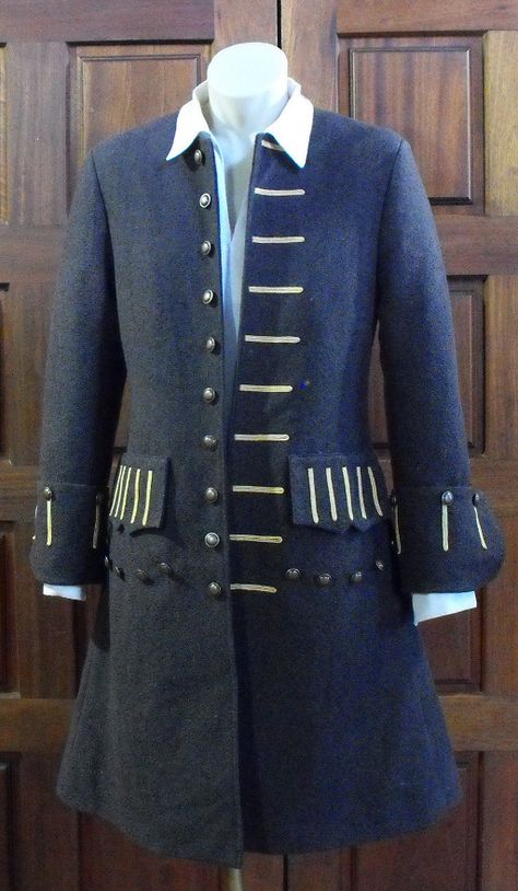 Captain's Frock Coat by Magnoli Clothiers Pirate Frock Coat, Wench Fashion, 1700s Fashion Mens, Male Victorian Clothing, Captain Clothes, Pirate Clothing, Pirate Coat, 18th Century Mens Fashion, Black Pirate