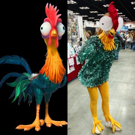 HeiHei (from Disney's Moana) cosplay, by Chelsea Reese! Hey Hei Costume, Bird Costume Diy, Moana Halloween, Hei Hei Moana, Disney Cosplay Ideas, Moana Halloween Costume, Moana Decorations, Moana Cosplay, Chicken Halloween