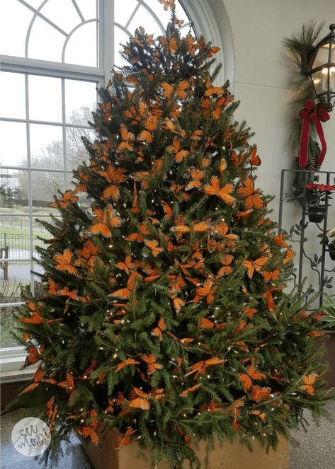 Monarch Butterfly Christmas Tree, Summer Christmas Tree Ideas, Year Round Christmas Tree Ideas, Thanksgiving Tree Ideas, Easter Christmas Tree, Spring Christmas Tree, Summer Christmas Tree, Spring Tree Decorations, Yellow Christmas Tree