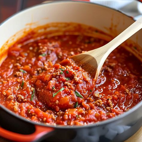 Classic Homemade Spaghetti Sauce - A Family Favorite Traditional Pasta Sauce, Homemade Spaghetti Sauce Fresh Tomatoes, Italian Sauce Recipes, Italian Sauces, Homemade Spaghetti Sauce Easy, Traditional Spaghetti, Simmering Pot, Italian Dinners, Homemade Spaghetti Sauce Recipe