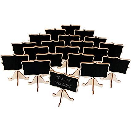 20 Pcs Wood Mini Chalkboard Signs with Support Easels, Place Cards, Small Rectangle Chalkboards Blackboard for Weddings, Birthday Parties, Table Numbers, Message Board Signs and Event Decorations Mini Chalkboard Signs, Stall Display, Small Chalkboard, Mini Chalkboards, Board Signs, Food Signs, Special Events Decor, Label Christmas, Event Decorations