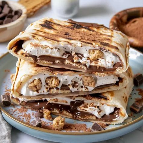 Perfect S'mores Crunchwraps: Your Complete Guide Fresh Peach Cobbler Easy 4 Ingredients, Cobbler Easy, Camping Desserts, Vegan Marshmallows, Crunch Wrap, Peach Cobbler Easy, Marshmallow Fluff, Flour Tortillas, Homemade Treats