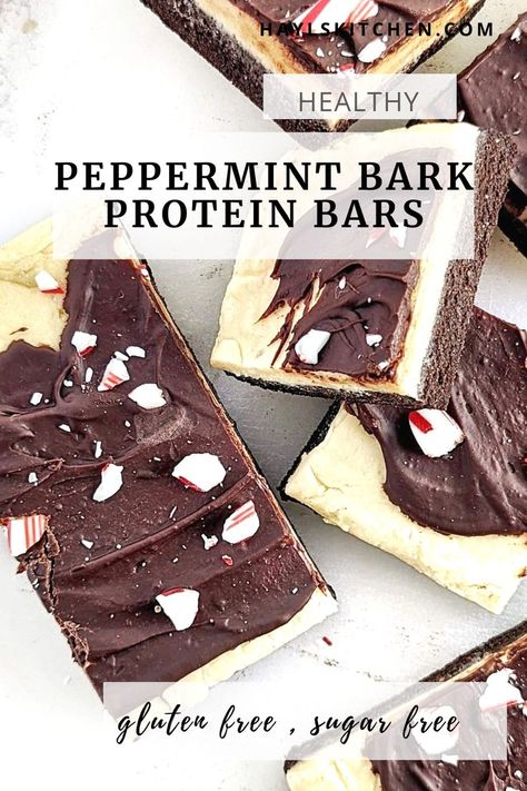 Greek Yogurt Peppermint Bark, Protein Peppermint Bark, Protein Holiday Treats, High Protein Christmas Recipes, Peppermint Protein Powder Recipes, Healthy Peppermint Bark, Protein Bark Recipe, Healthy Peppermint Desserts, Christmas Protein Recipes