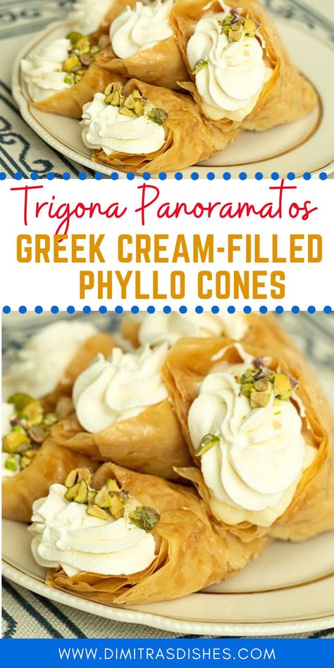 Phylo Pastry Desserts, Greek Sweets Recipes, Phyllo Cream Cheese Dessert, Greek Desserts Recipes, Greek Pastries Desserts, Philo Desserts, Greek Filo Recipes, Gluten Free Greek Desserts, Greek Desserts Authentic