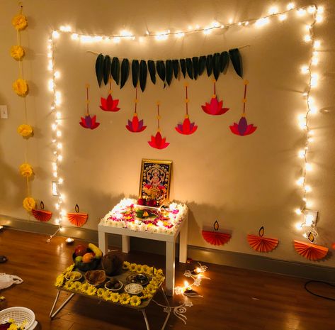 Laxmi Poojan Diwali Decoration Ideas, Diwali Decorations At Home Pooja, Pooja Wall Decoration, Diwali Pujan At Home, Diwali Backdrop Ideas For Photoshoot, Laxmi Poojan Diwali Decoration, Diwali Laxmi Pooja Decorations At Home, Laxmi Pujan Diwali Decoration, Lakshmi Pooja Decoration Ideas At Home