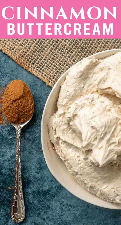 A simple buttercream recipe that has such a comforting cinnamon flavor! Find out how to make the buttercream of your dreams with these few tips and tricks. Brown Butter Whipped Cream, Pumpkin Spice Buttercream Frosting, Whipped Cinnamon Butter, Whipped Cinnamon Butter Recipe, Whipped Cinnamon Pumpkin Butter, Different Types Of Cakes, Caramel Buttercream, Frosting Recipes Easy, Buttercream Frosting Recipe