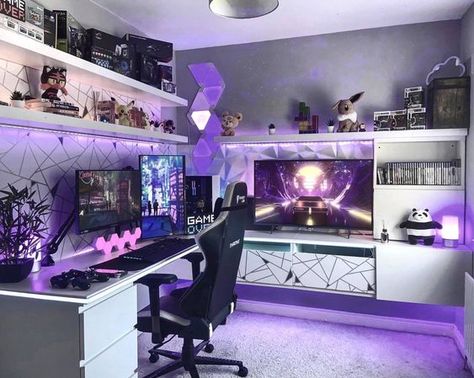 Gaming Bedroom Ideas, Games Room Inspiration, Gaming Bedroom, Gamer Bedroom, Computer Gaming Room, Gamer Room Decor, Video Game Room Design, Bedroom Games, Video Game Rooms