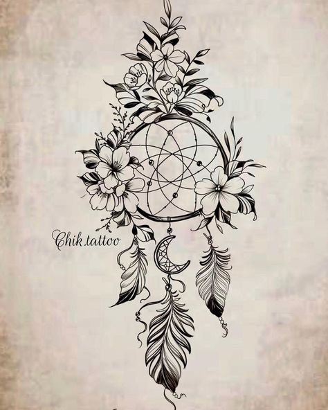 Dreamcatcher Tattoo Thigh, Atrapasueños Tattoo, Mandala Arm Tattoos, Feminine Shoulder Tattoos, Floral Back Tattoos, Dream Catcher Tattoo Design, Chic Tattoo, Wildflower Tattoo, Butterfly Tattoos For Women