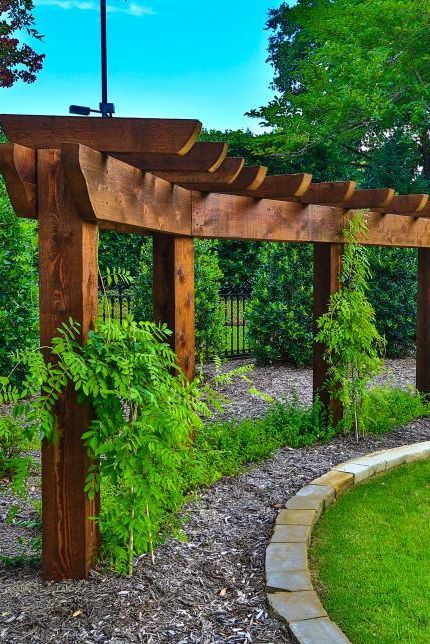 Arbors With Swings, Decorative Pergola Ideas, Rustic Arbors And Pergolas, Curved Arbor Trellis, Single Post Pergola Ideas, Two Tone Pergola Ideas, Arbour Patio Ideas, Shade Arbor Ideas, Backyard Arbor Ideas Landscaping