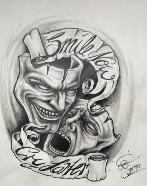 Traditional Chicano Tattoos, Flower Hip Tattoos, Gangster Tattoo, Smile Now Cry Later, Art Chicano, Family Tattoo Designs, Gangsta Tattoos, Tattoo Outline Drawing, Chicano Tattoos