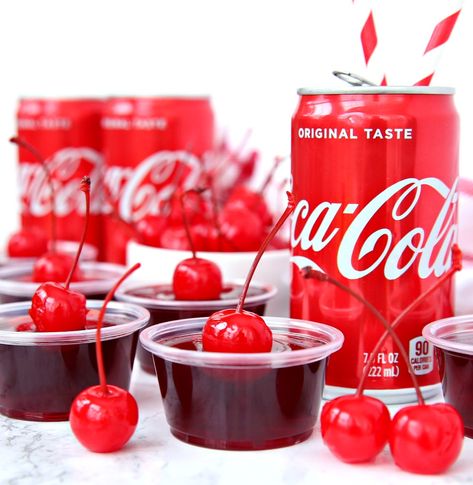 Rum and Cherry Coke Jello Shots Cherry Coke Jello Shots, Cherry Coke Jello, Coke Jello, Cherry Jello Shots, Croissant Bake, Best Jello Shots, Jello Shots Recipe, Jello Pudding Shots, Sommer Mad