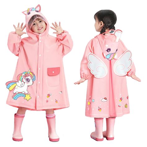 Feature:1. Premium Waterproof Material: This kids raincoat is made from high strength PU waterproof material, providing effective protection for children against rain. 2. Fashionable Design: Designed specifically for girls boys, elementary school students, and kindergarten use, this raincoat features a stylish design that kids will love. 3. Comfortable Fit: The soft and comfortable fabric ensures that children feel at ease while wearing the raincoat, avoiding any discomfort or irritation. 4. Lightweight and Portable: This raincoat is lightweight and easy to carry, making it convenient for children to use when going out in rainy weather. 5. Adorable Patterns and Vibrant Colors: The raincoat comes in cute patterns and bright colors, making it visually appealing and enhancing children's affin Fashion Raincoat, Cute Raincoat, Cute Raincoats, Girls Rain Coat, Kids Umbrellas, Raincoat Kids, Rain Poncho, Elementary School Students, Rainy Weather