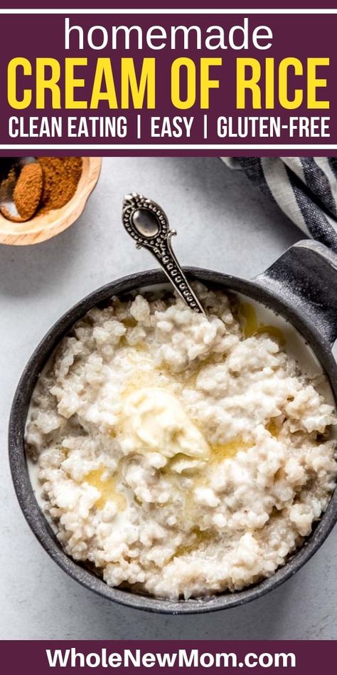 Hot Rice Cereal, Cream Of Rice Recipes, Breakfast Rice Recipes, Rice Cream Recipe, Wfpb Breakfast, Cream Of Rice, Cream Of Wheat, Low Histamine, Porridge Recipes