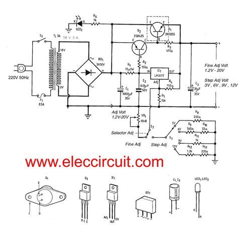 Computer Ports, Power Supply Circuit, Hobby Electronics, Computer Basic, Electronic Schematics, Electronic Circuit Projects, Fibre Optics, Electronic Projects, Electronic Circuit