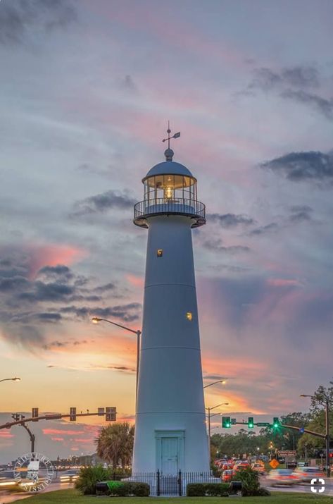 Biloxi Lighthouse, Mississippi Wedding, Lighthouse Lighting, Lighthouse Photos, Lighthouse Pictures, Beautiful Lighthouse, Beacon Of Light, Light Houses, Light House