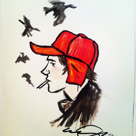 Holden - the Catcher in the Rye Catcher In The Rye Hat, Holden Caulfield, Teen Book, Random Fanart, Pretty Books, Hunting Caps, My Favorite Books, Catcher In The Rye, Hunting Hat