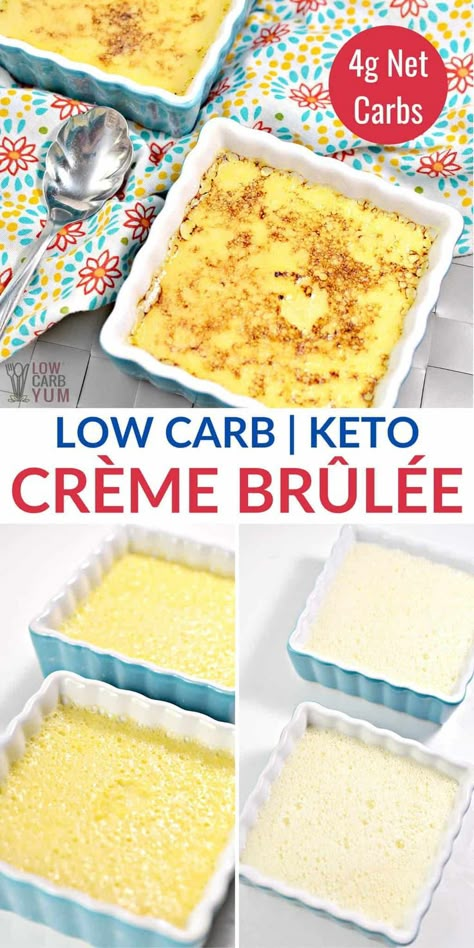 Keto Creme Brulee, Keto Custard, Brulee Recipe, Creme Brulee Recipe, Postre Keto, Low Carb Dessert, Low Carb Sweets, Keto Cheesecake, Indulgent Desserts