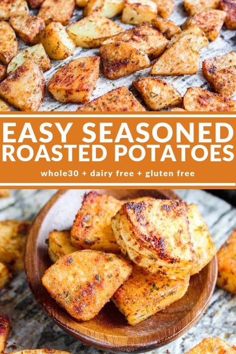 These Easy Seasoned Roasted Potatoes have big flavor thanks to the yummy combination of seasonings. Perfectly crispy and simple too! Montreal Steak Seasoning Potatoes, Low Sodium Roasted Potatoes, Low Sodium Potatoes, Potato Seasoning Recipe, Roasted Yellow Potatoes, Potato Seasoning, Fwtfl Recipes, Seasoned Roasted Potatoes, Potato Ideas