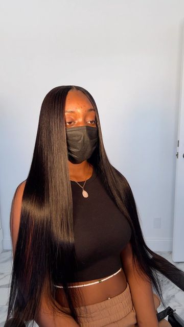 Middle Part Buss Down Leave Out, Black Bust Down Middle Part, Middle Part Buss Down Straight Sew In, 2x6 Closure Sew In Middle Part, Jet Black Middle Part Buss Down, Middle Part See In Leave Out, Middle Part Leave Out, Middle Part Buss Down, Middle Part Quick Weave With Leave Out