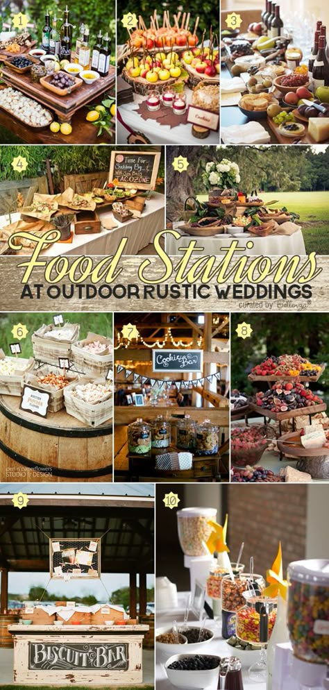 Prefiero que mi boda tenga una bufe porque me gusta mucha comida. Rustic Wedding Buffet Table Ideas, Outdoor Food Wedding Ideas, Outdoor Wedding Buffet Table Ideas, Outdoor Wedding Appetizers, Pretty Buffet Tables Food Displays, Country Wedding Food Ideas Buffet, Fall Wedding Food Stations, Rustic Wedding Appetizer Table, Backyard Wedding Food Ideas Buffet