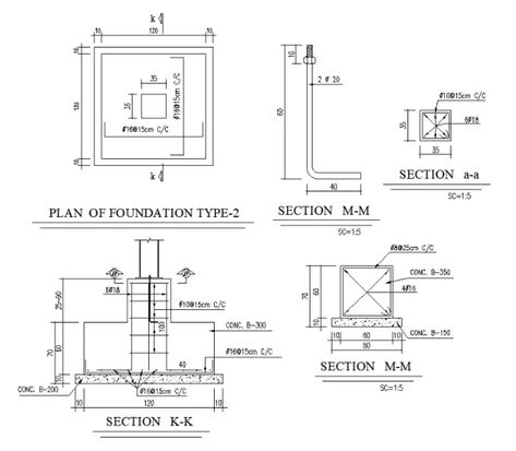 Plan And Section Drawing, Foundation Drainage, Footing Foundation, Foundation Plan, Architectural Graphics, Feet Drawing, Section Drawing, Bar Plans, Bar Detail