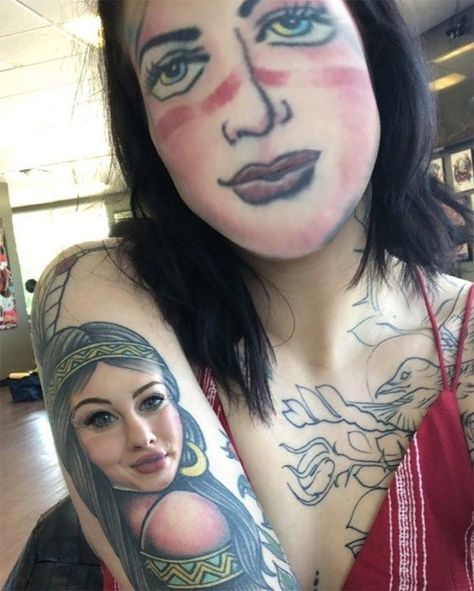 Tatoo Fail, Face Swap App, Tattoos Funny, Tattoo Face, Face Swap, Funny Photoshop, Bad Tattoos, Face Swaps, Face Tattoos