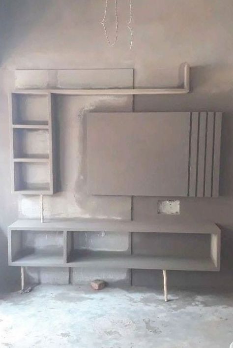 Cement TV Shelf Designs Cupboard Design For Hall, Almirah Designs For Bedroom, Shelf Designs For Hall, Tv Shelf Design, Tv Cupboard Design, Arch Designs For Hall, House Structure, Wall Wardrobe Design, Almirah Designs