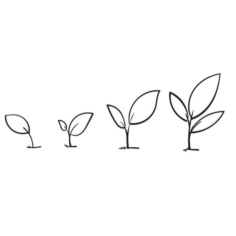 Sprout Drawing Cute, Seedling Tattoo Simple, Growing Plant Illustration, One Line Plant Tattoo, Plant Growing Drawing, Sprouts Drawing, Aesthetic Plants Drawing, Sprout Drawing, Sprout Tattoo