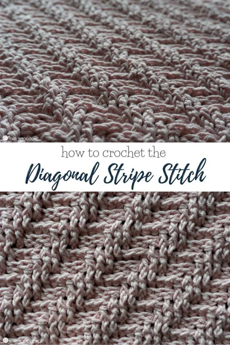 Diagonal Stitch Crochet, Crochet Diagonal Stripes, Crochet Stripes Pattern, Crochet Diagonal Stitch, Light Crochet Stitch, Diagonal Crochet Blanket, Masculine Crochet Stitches, Diagonal Rib Stitch, Diagonal Crochet