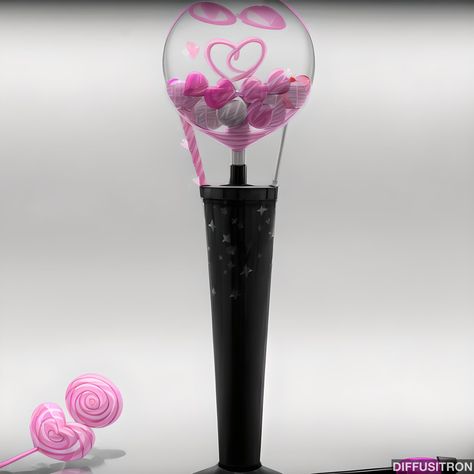 Pink Lightstick Fanmade, Bunny Lightstick Fanmade, Kpop Lightstick Aesthetic, Idol Accessories, Singer Life, Y2k Candy, Lightstick Ideas, Album Design Layout, Pop Lipstick