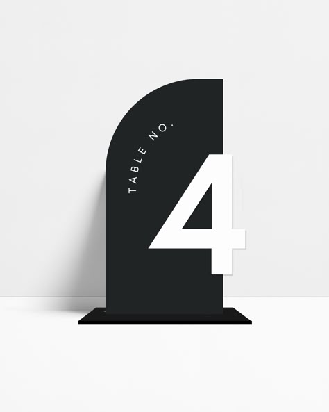 Modern Half Arch Table Numbers - 1-15 / Black Back + White Number / Custom Table Numbers Wedding Modern, Modern Table Numbers Wedding, Black And White Wedding Table Settings, Arch Signage, Black Table Numbers, Table Number Design, Arch Table Numbers, Modern Table Number, Table Number Stand