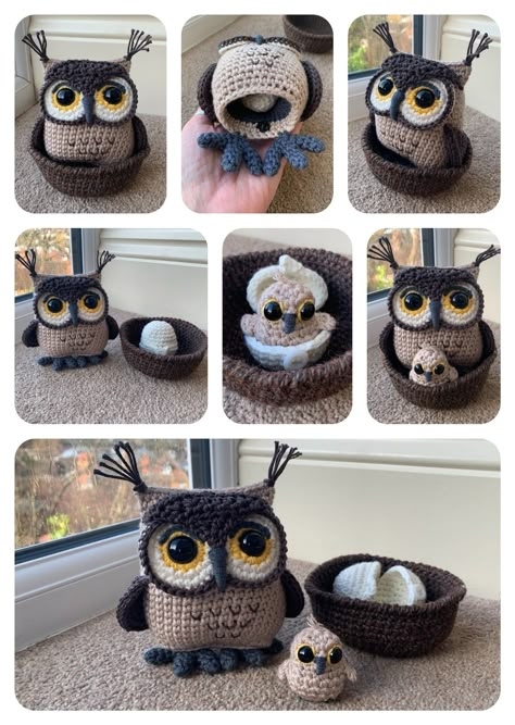 Crochet Games, Coin Purse Crochet Pattern, Crochet Stuffies, Crochet Bird, Crochet Owls, Owl Crochet Patterns, Confection Au Crochet, Crochet Owl, Amigurumi Animals