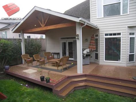 Craftsman Style Covered Deck Terrace Cover, Covered Deck Designs, Small Covered Patio, Veranda Design, Backyard Covered Patios, Covered Patio Design, Concrete Patios, Covered Deck, Budget Patio