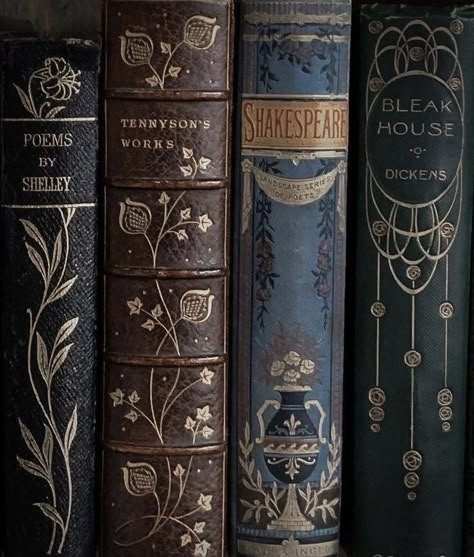 Old Books Aesthetic, Poetry Book Cover, Ornate Books, Antique Bookshelf, Famous Poetry, Poetry Famous, Book Cover Design Inspiration, Victorian Books, Bookshelf Design