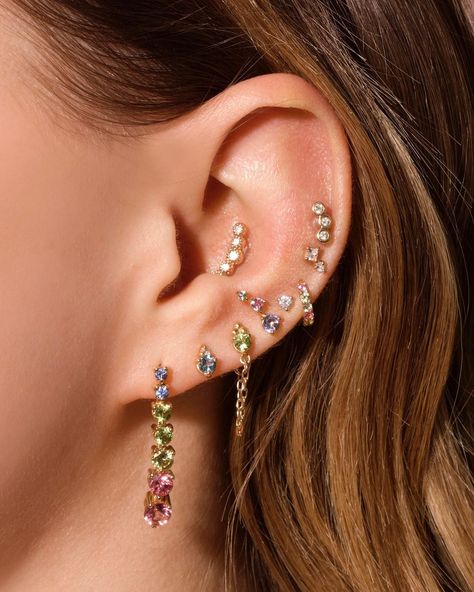 🌈🌈🌈 Stone And Strand, Cute Ear Piercings, Rainbow Bright, Jewelry Rings Diamond, Girly Jewelry, Gemstone Bracelets, Pretty Jewellery, Ear Jewelry, Stone Earrings