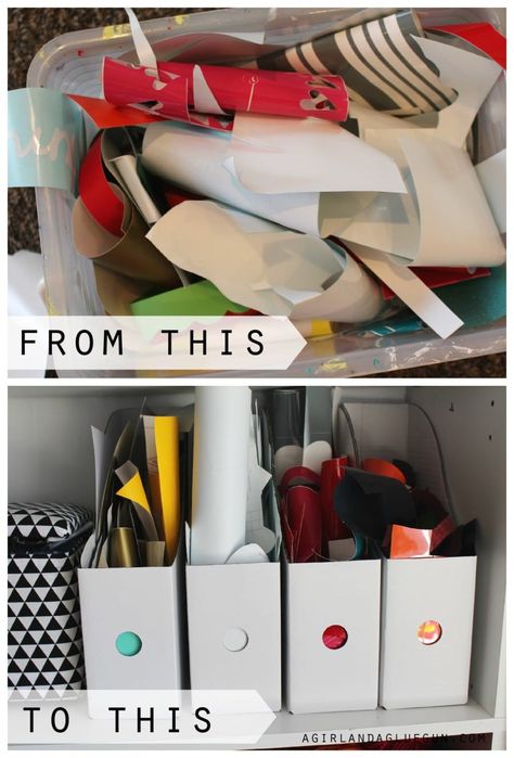 how to store scrap vinyl Shoe Containers, Shoe Cubby, Expressions Vinyl, Vinyl Storage, Craft Room Storage, Cleaning Ideas, Magazine Holders, Barbie House, Craft Room Organization