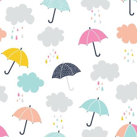 Cute Umbrella Seamless Pattern Cute Umbrella, Abstract Print Pattern, Umbrella Drawing, Rain Illustration, Umbrella Illustration, Cute Umbrellas, Cute Vector, Blue Umbrella, Images Design