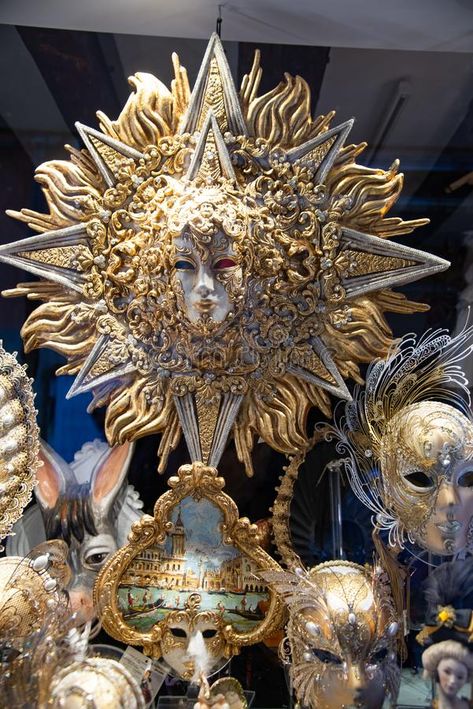 Big sun gold and silver, big carnival mask. Typical Venetian carnival masks, vin , #sponsored, #big, #carnival, #mask, #silver, #Big #ad Sun Mask Art, Sun Mask Masquerade, Venetian Aesthetic, Venetian Masks Art, Italian Carnival, Venice Festival, Vintage Masks, Venetian Costumes, Sun Mask