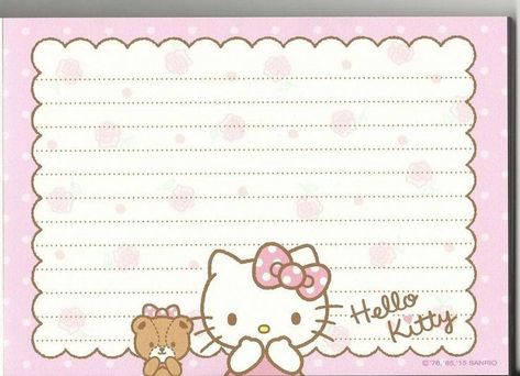 Hello Kitty Note Paper, Hello Kitty Notes, Hello Kitty Template, Hello Kitty Memo Pad, Memo Pad Design, Hello Kitty Printables, Writing Paper Printable Stationery, Ig Highlights, Charmmy Kitty