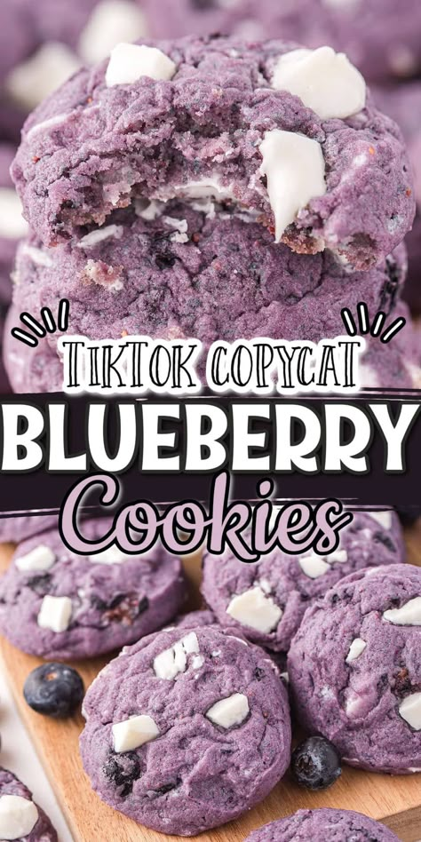 Flavored Cookies Recipes, Berry Cookies Recipes, How To Use Frozen Blueberries, Ideas For Blueberries, Purple Cookies Recipe, Fresh Blueberry Cookies Recipes, Recipes With Frozen Blueberries Baking, Blueberry Easy Dessert, Things To Bake With Blueberries