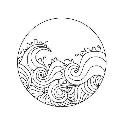 transitions Wave Drawing, Aesthetic Drawings, Tumblr Drawings, Drawing Clipart, Pola Sulam, Waves Tattoo, Arte Inspo, Black And White Drawing, Mandala Drawing